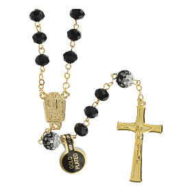 Golden rosary with 5 mm shiny black beads