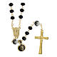 Golden rosary with 5 mm shiny black beads s1