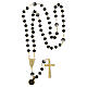 Golden rosary with 5 mm shiny black beads s4