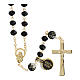 Golden rosary with 5 mm shiny black beads s6