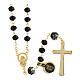 Golden rosary with 5 mm shiny black beads s7