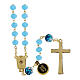 Gold plated rosary with 0.2 in light blue beads s2
