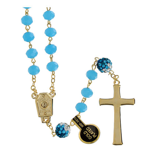 Gold plated rosary with dull turquoise-coloured beads of 0.2 in 2