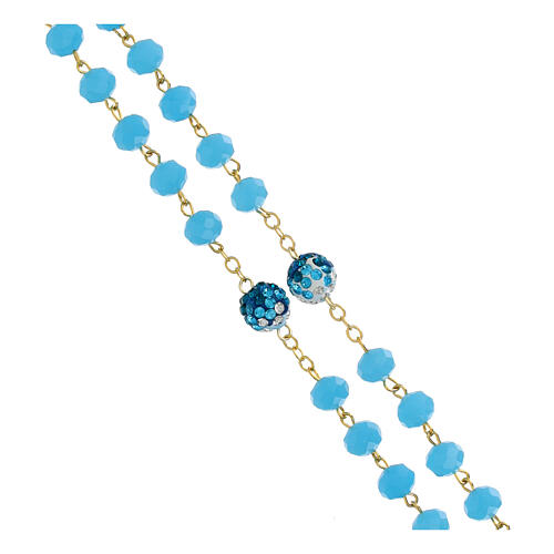 Gold plated rosary with dull turquoise-coloured beads of 0.2 in 3