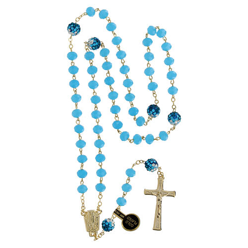 Gold plated rosary with dull turquoise-coloured beads of 0.2 in 4