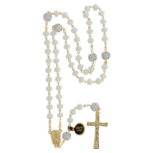 Gold plated rosary with dull white beads of 0.2 in 4