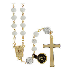 Golden Rosary with Matte White Beads, 5 mm