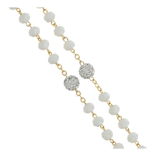Golden Rosary with Matte White Beads, 5 mm 3