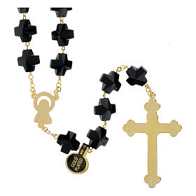 Black cross bead rosary, 1x1 cm