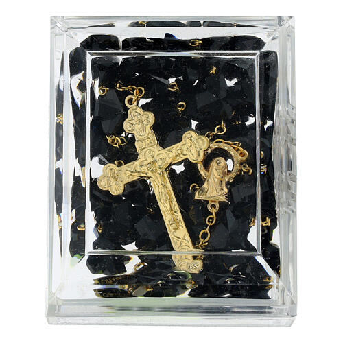 Black cross bead rosary, 1x1 cm 5