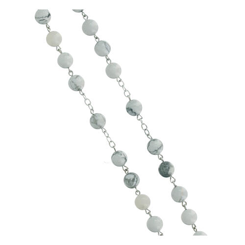 Rosario pietra howlite bianca grani 5 mm 3