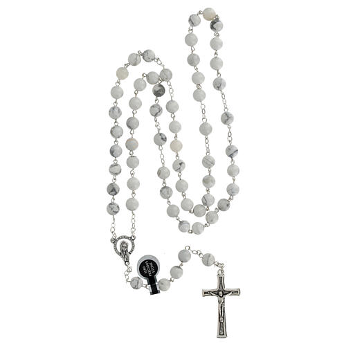 Rosario pietra howlite bianca grani 5 mm 4