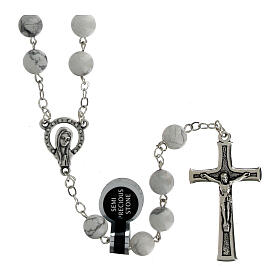 White howlite stone rosary beads, 5 mm
