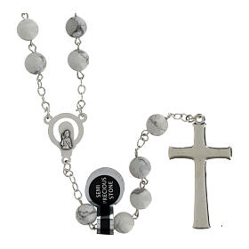 White howlite stone rosary beads, 5 mm