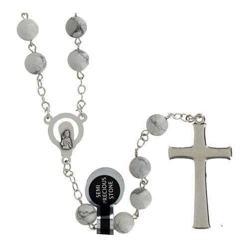 White howlite stone rosary beads, 5 mm 2