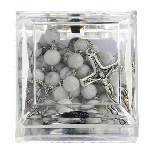 White howlite stone rosary beads, 5 mm 5