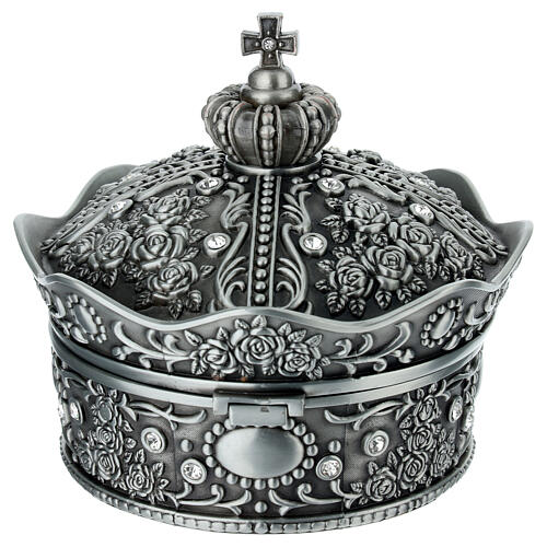 Pudełko na różaniec metalowe w kształcie korony, 13,5x16cm 4