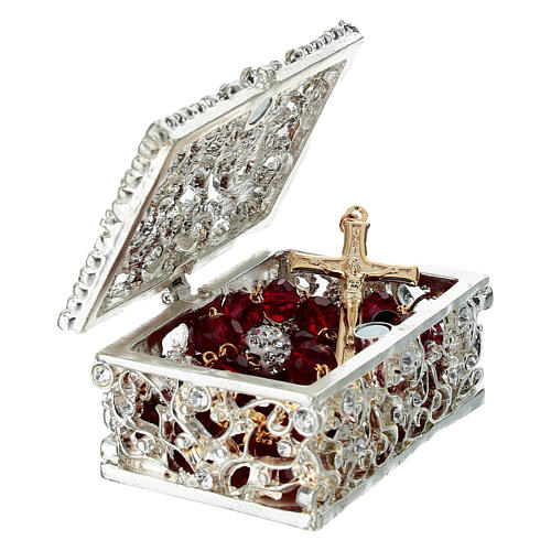 Rectangular rosary case, metal, 1.2x1.8x2.6 in 3