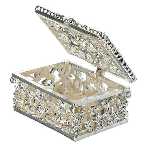 Pudełko na różaniec prostokątne z metalu, 3x5x7 cm 2