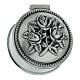 Round metal rosary box with three roses s2