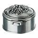 Round metal rosary box with three roses s5