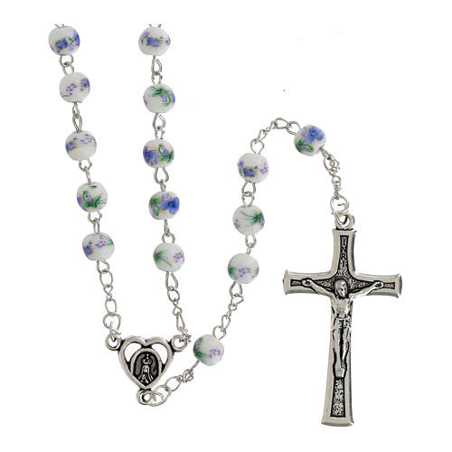 Rosario con grani di plastica con fiorellini 3 mm 1