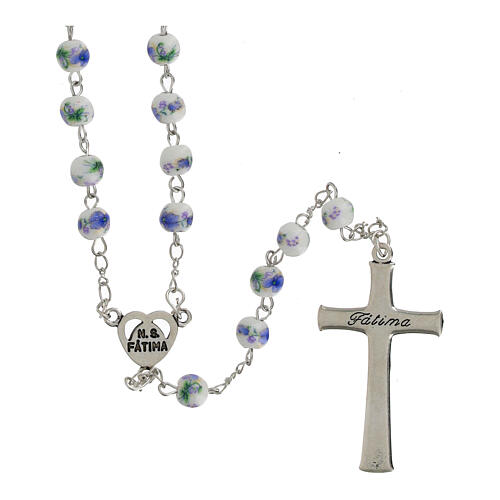 Rosario con grani di plastica con fiorellini 3 mm 2