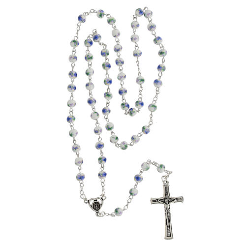Rosario con grani di plastica con fiorellini 3 mm 4