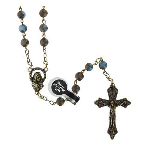 Blue Lake Agate Rosary, 3mm 1