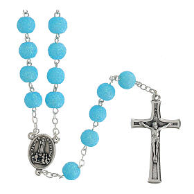 Plastic rosary, 0.2 in turquoise-coloured beads with glitter