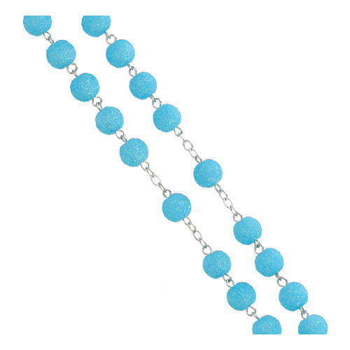 Terço plástico contas azul-turquesa com brilhantes 5 mm 3