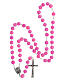 Rosary with glittery fuchsia plastic beads of 0.2 in s4