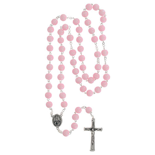 Rosario grani rosa plastica con brillantini 5 mm 4