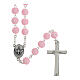 Rosario grani rosa plastica con brillantini 5 mm s2