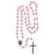 Rosario grani rosa plastica con brillantini 5 mm s4