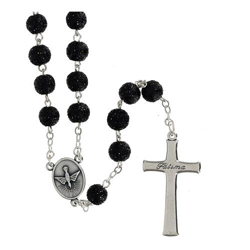 Rosario grani neri plastica con brillantini 5 mm 2