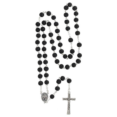 Rosario grani neri plastica con brillantini 5 mm 4