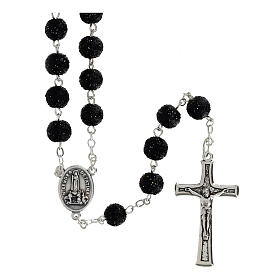 Black Plastic Rosary with 5 mm Rhinestones