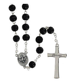 Black Plastic Rosary with 5 mm Rhinestones