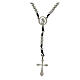 Rosario in acciaio inox e corda nera 3 mm s1