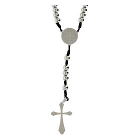 Rosario corda nera e acciaio inox grani 3 mm