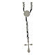 Rosario corda nera e acciaio inox grani 3 mm s1