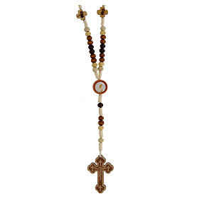 Clear wood rosary of Our Lady of Fatima, 0.08 in beads