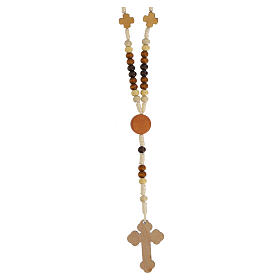 Clear wood rosary of Our Lady of Fatima, 0.08 in beads