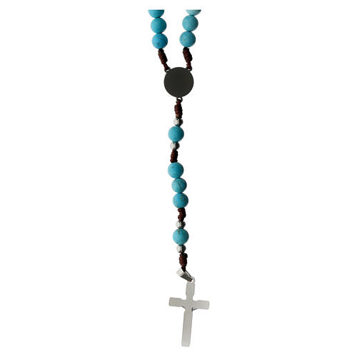 Chapelet en pierre turquoise 3 mm et corde 2