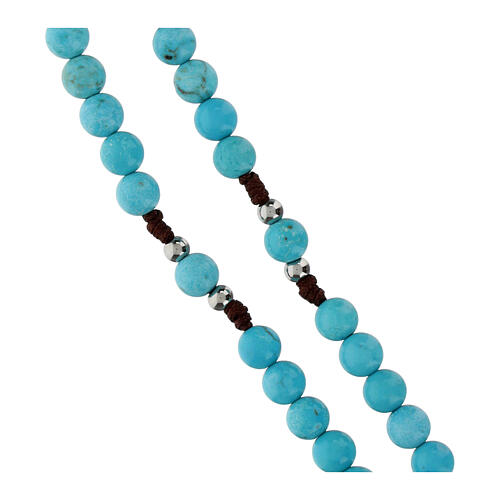 Chapelet en pierre turquoise 3 mm et corde 3