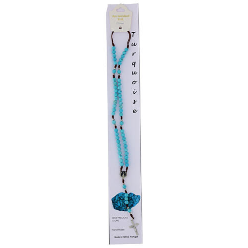Chapelet en pierre turquoise 3 mm et corde 5