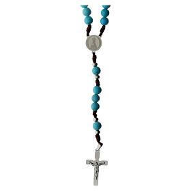 Rosary with 3 mm Turquoise Stone Beads and Cord