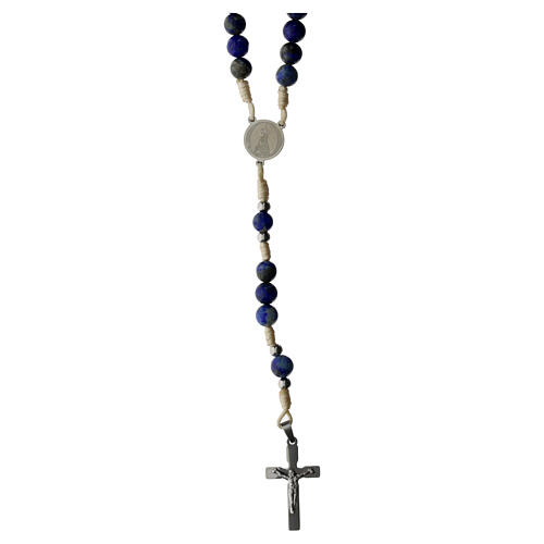 Rosary of sodalite with 0.12 beads and white rope 1