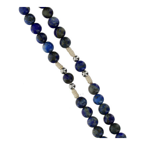 Rosary of sodalite with 0.12 beads and white rope 3